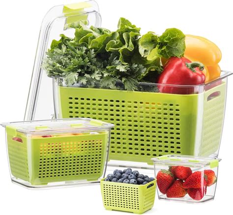 Luxear Fresh Containers 3 Pack 45 L17 L05 L Stackable Vegetable