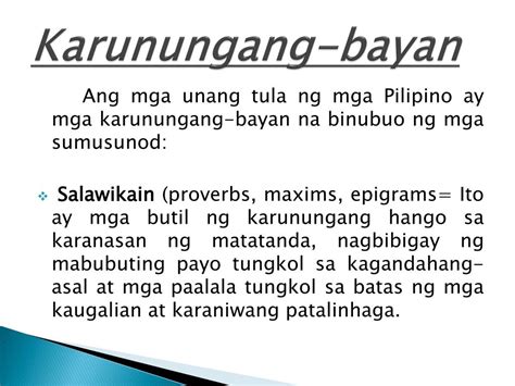 Ano Ang Kahulugan Ng Mga Karunungang Bayan Baekahulu