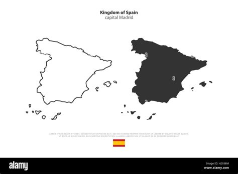 Reino De España Mapa Aislado Y Bandera Oficial Iconos Iconos