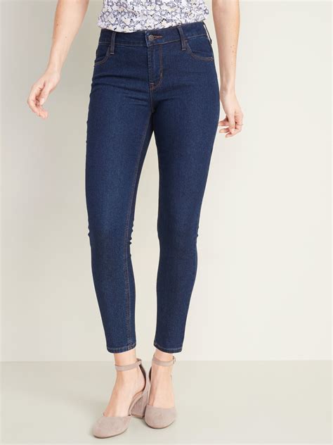Mid Rise Dark Wash Super Skinny Ankle Jeans For Women In Skinny