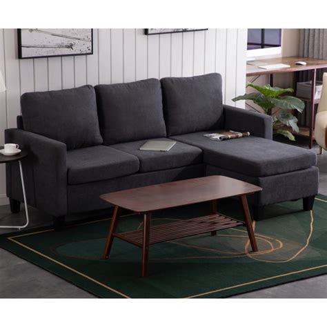 Zimtown Convertible Sectional Sofa Couch With Reversible Chaise L