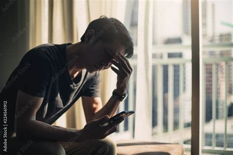 Sad Man Lying On The Floor Full Of Desperation Thoughts Portrait Of