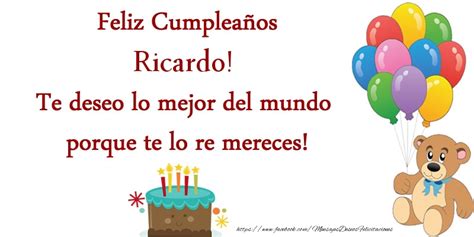 Tarta Feliz Compeaños Ricardo Felicitaciones De Cumpleaños Para
