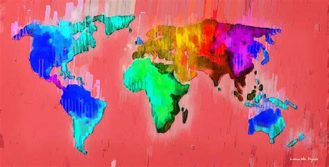 Abstract World Map 2 Pa2 Painting By Leonardo Digenio Fine Art America