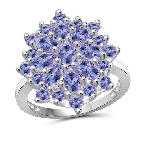 Sterling Silver Tanzanite Oval Cluster Ring