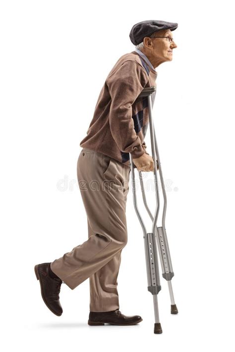 379 Man Walking Crutches Isolated White Stock Photos Free And Royalty
