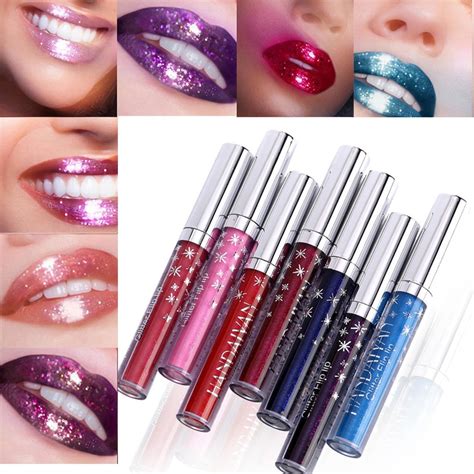 Handaiyan Glitter Liquid Lip Gloss Set Lipstick Shimmer Long Lasting