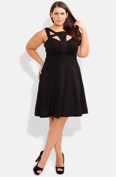City Chic Cutout Neckline Fit And Flare Dress Plus Size Nordstrom