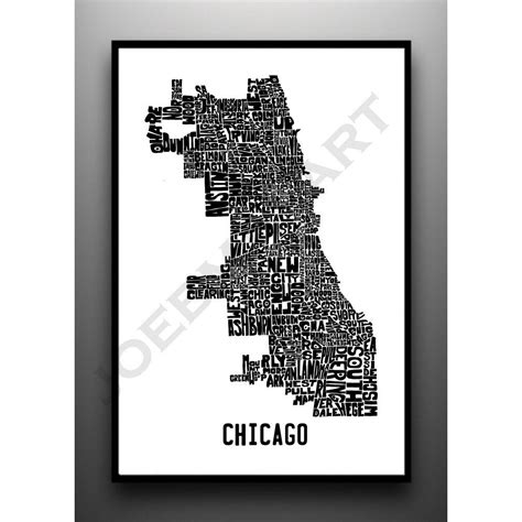 Chicago Neighborhood Map Print Signed Print Of My Original Etsy