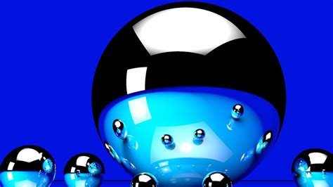 3d Ball Blue Digital Art Reflection Sphere Abstract Hd Desktop
