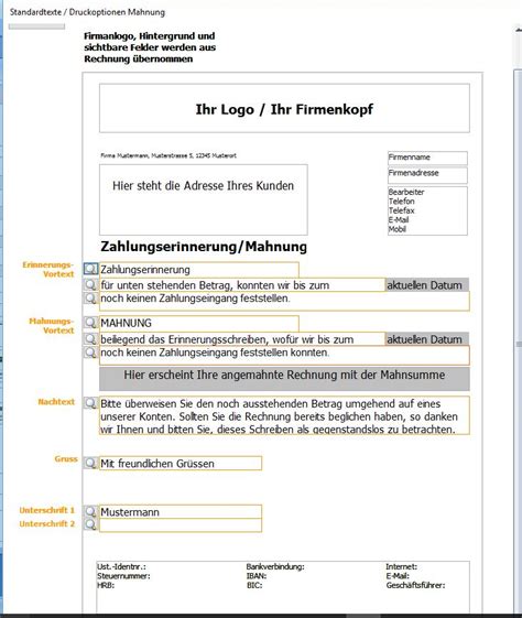 Im rahmen des forderungsmanagements hat die mahnung die funktion, einen säumigen schuldner in verzug zu. Vorlage Layout Mahnung » world of rechnungsprofi