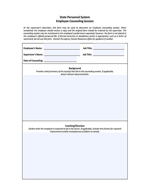 Free 8 Employee Counseling Forms In Pdf