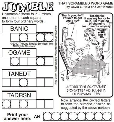 Unscramble letters and start your day with a jumble challenge, whenever you need help with a jumble puzzle count on us to solve the jumble word puzzle usually has a set of 4 clue accompanied by a drawing illustrating the clues. Unscramble today's JUMBLE for a special message | AL.com