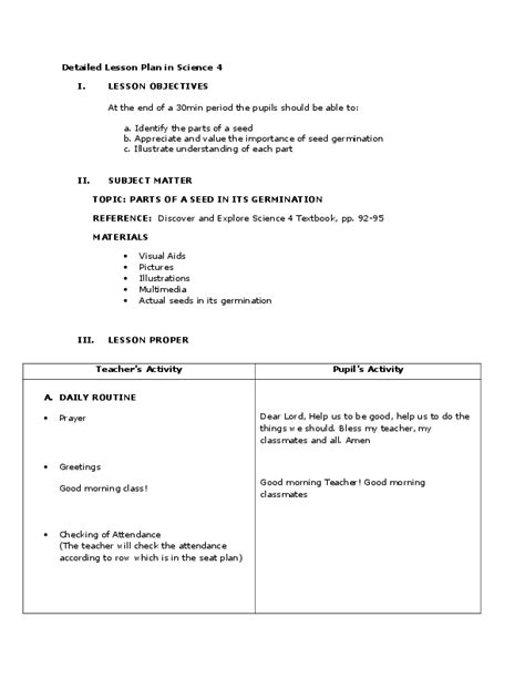 Doc Detailed Lesson Plan In Science 4 Beverly Joy Renotas