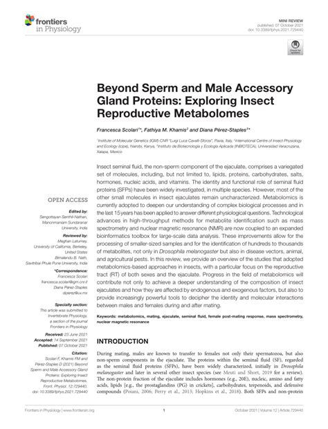 PDF Beyond Sperm And Male Accessory Gland Proteins Exploring Insect