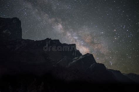 The Milky Way In The Starry Night Over The Himalaya Mountains Range In