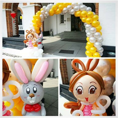 Use them for wedding photos. Lovely balloon arch with bunny and his friend! The colors ...