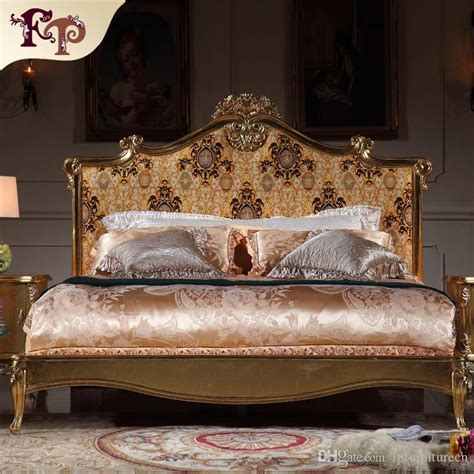 2020 Italian Luxury Bed French Rococo Bedroom Furniture Solid Wood
