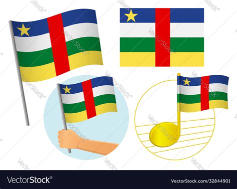 Central African Republic Flag Icon Set Royalty Free Vector