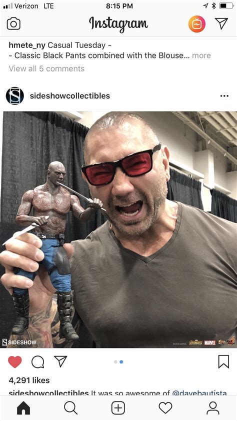 Dave Bautista With His Sideshow Statue Rmarvel