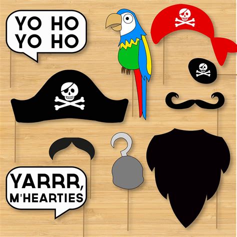 Diy Pirate Photo Booth Props Moustaches Beards Hats Speech Bubbles