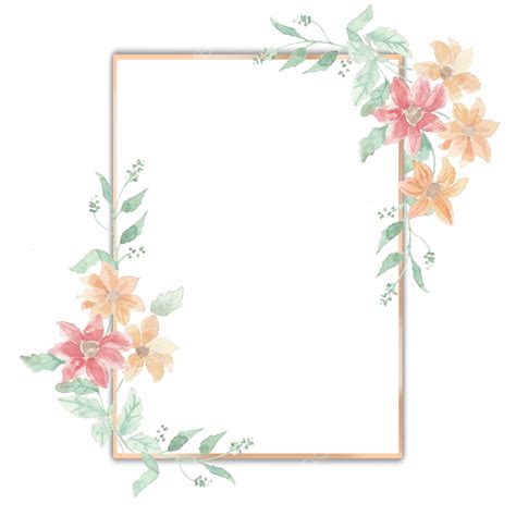Wild Flower Watercolor Png Picture Gold Frame With Colorful Wild