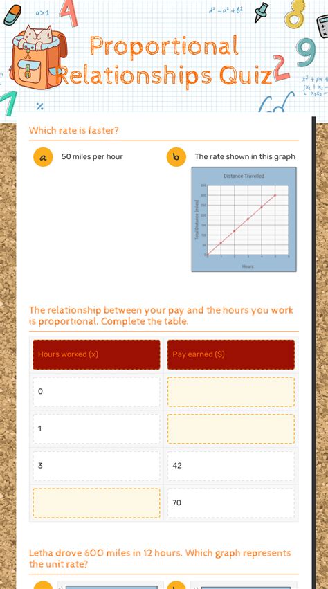 Proportional Relationships Quiz Interactive Worksheet By Kelli Smith