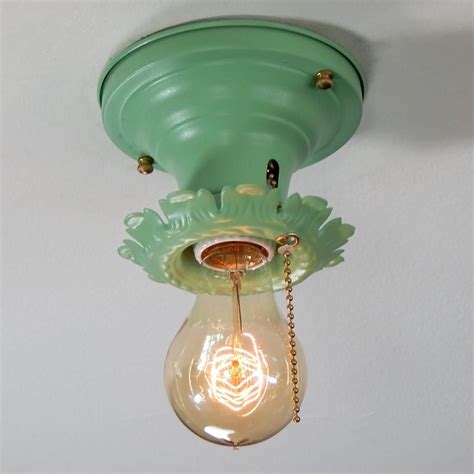 If it is a drywall ceiling, then cut out a circle using your drywall saw. Vintage Pull Chain Flush Mount Ceiling Light Fixture SOLD ...