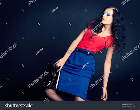 Sexy Black Headed Pin Girl Blue Stock Photo 88251319 Shutterstock