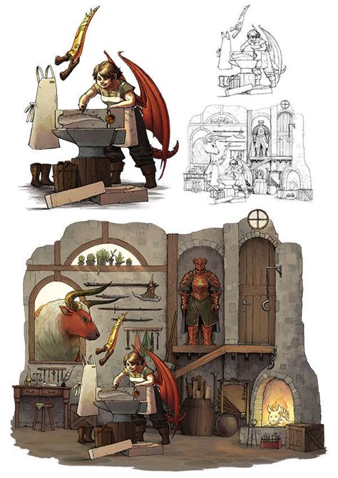 Character Stock Sketch And Color Series Blacksmith And Helper