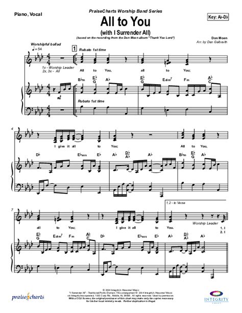 All To You With I Surrender All Chords Pdf Don Moen Praisecharts Hot Sex Picture