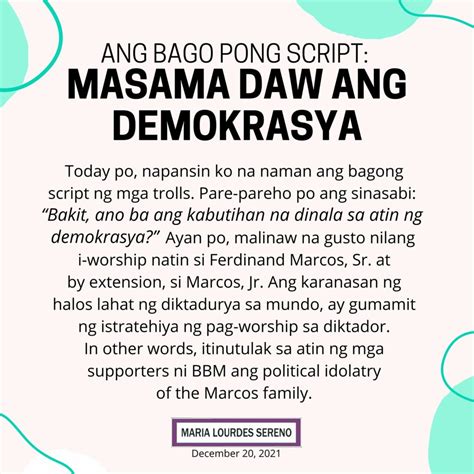 Ang Bago Po Nilang Script Masama Daw Ang Demokrasya Tugmalahat
