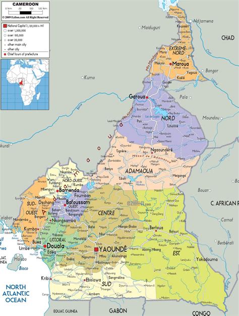 Cameroon Regions Map Cameroon Map Regions Middle Africa Africa