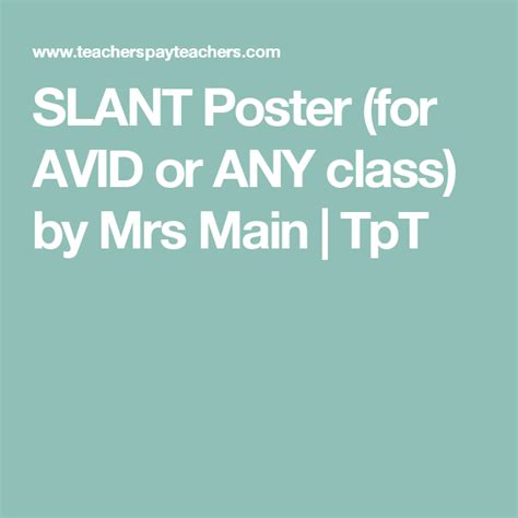 Slant Poster For Avid Or Any Class By Mrs Main Tpt Avid Poster