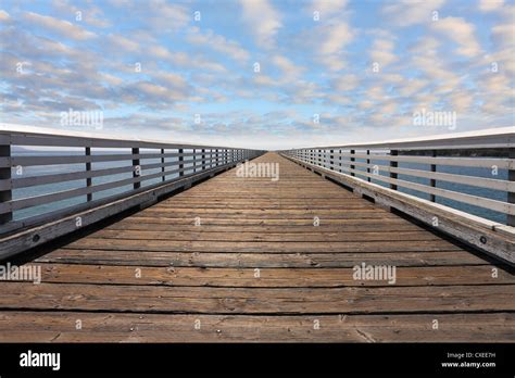 Wooden Pier With Handrails Stock Photo Alamy