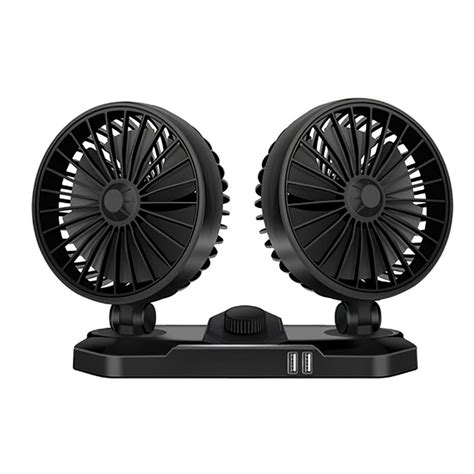 Small Double Heads Car Cooling Fan Adjustable Wind Cooling Fan Portable