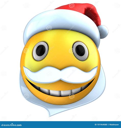 3d Yellow Emoticon Smile With Christmas Hat Stock Illustration