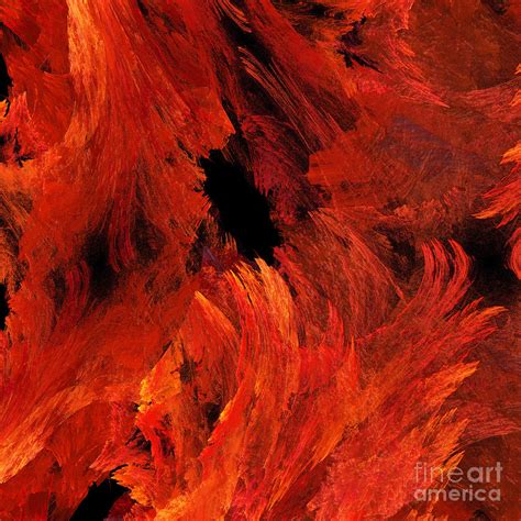 Autumn Fire Abstract Square Digital Art By Andee Design