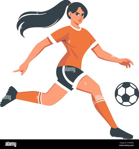 Girl Football Player Clip Art Flat Vector Illustration Stock Vector