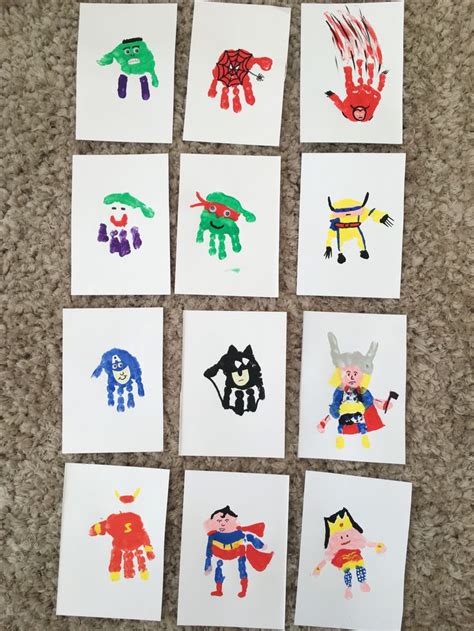 Superhero Handprints Superhero Crafts Toddler Arts And Crafts Diy