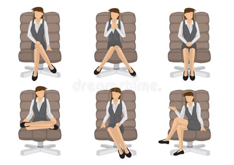 Set Of Business Woman In Various Sitting Positions Stock Vector Illustration Of Executive