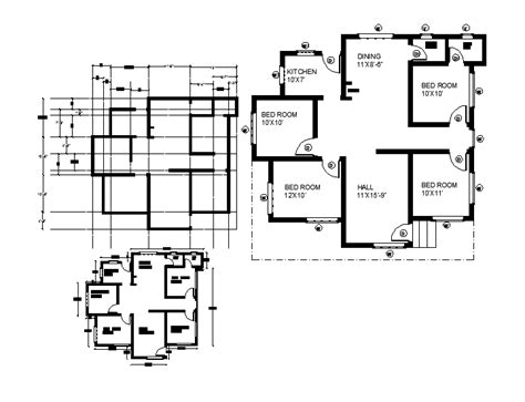 4 Bhk House Plan Cad Files Cadbull