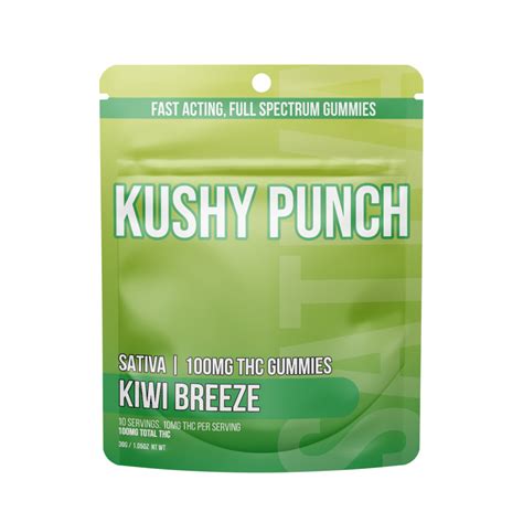 Kushy Punch Kiwi Breeze Edible 10 Pack Sativa 100mg Flynnstoned