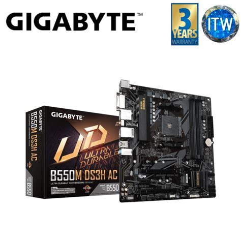 Itw Gigabyte B550m Ds3h Ac Micro Atx Am4 Ddr4 Ultra Durable Motherboard