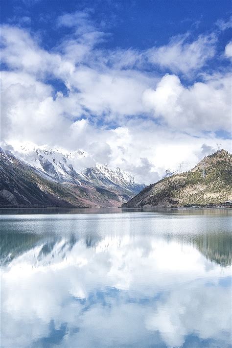 Wallpaper Tibet Ranwu Lake Mountains Snow Clouds China 2560x1600