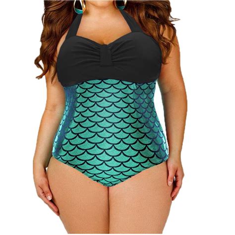 Cfanny 2016 Women Bathing Suit Black Metallic Mermaid Bikini Swimsuit Push Up Sexy Plus Size