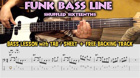 Funk Bass Line Riff Groove Bass Lesson With Tab Sheet Free Backing Track Youtube