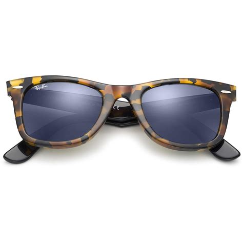 ray ban tortoise original wayfarer fleck sunglasses blue classic lenses in brown for men lyst