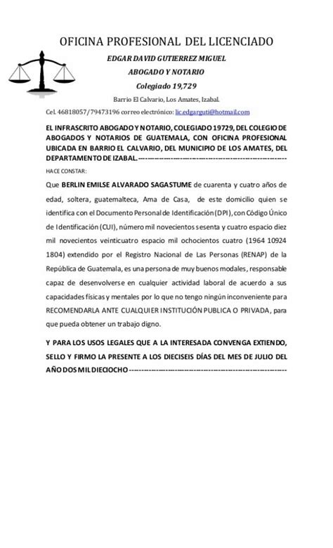 Cartas De Recomendacion Personal Guatemala Actualizado Mayo