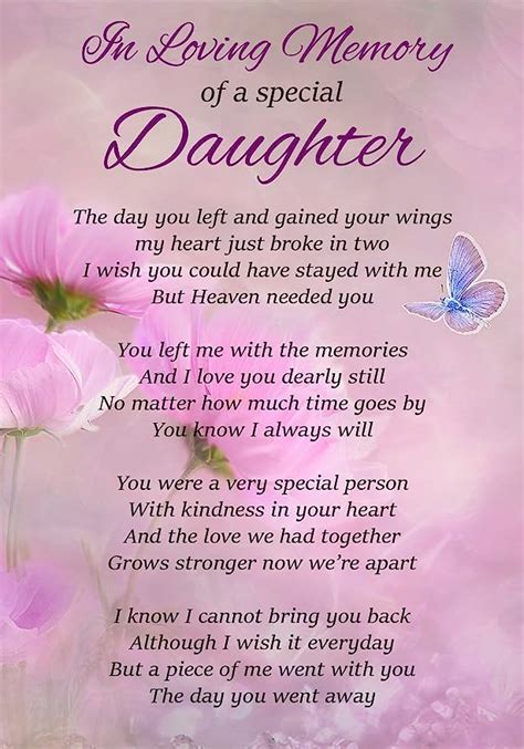 In Loving Memory Of A Special Daughter Memorial Graveside Funeral Poem